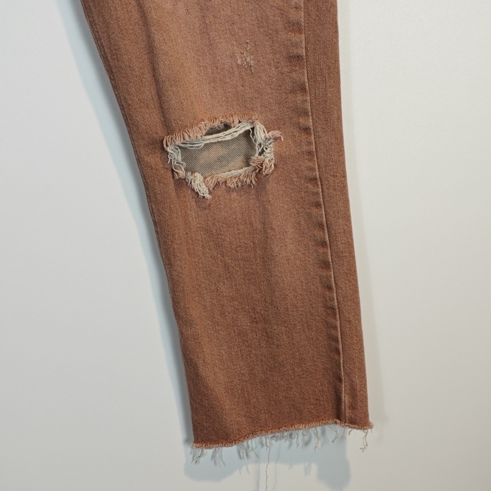 ANTHROPOLOGIE PILCRO The Vintage Straight Brown/Pink Busted Knees Jeans Size 30 - Picture 8 of 16